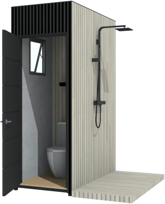 Baño Caburgua con ducha exterior y deck