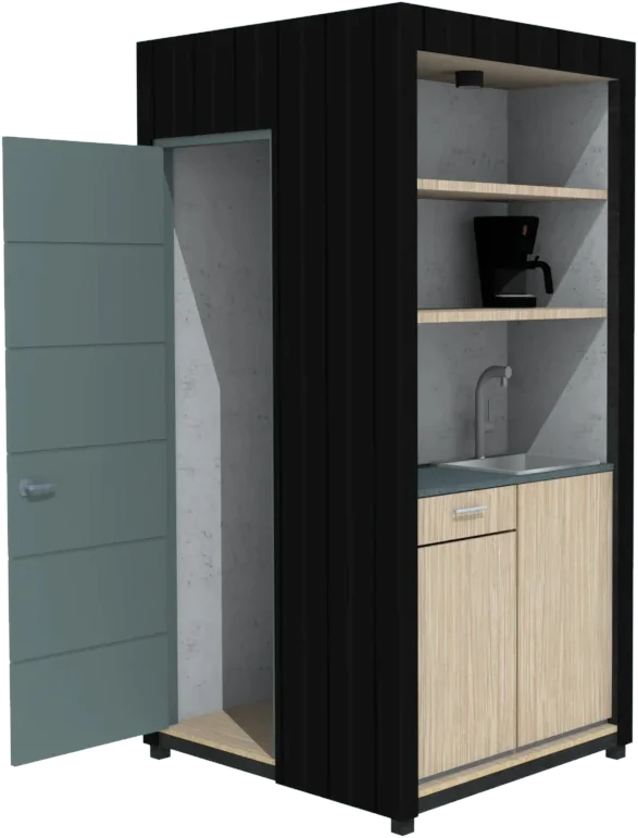 Baño Pellaifa con cocina exterior y repisas