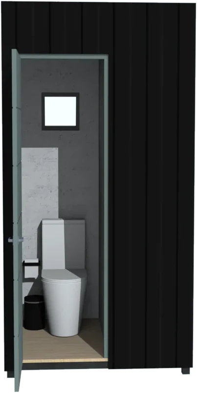 Pellaifa con la puerta del baño abierta
